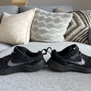 Nike Kids Black and Pink Swoosh Velcro Sneakers